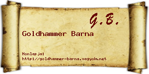 Goldhammer Barna névjegykártya